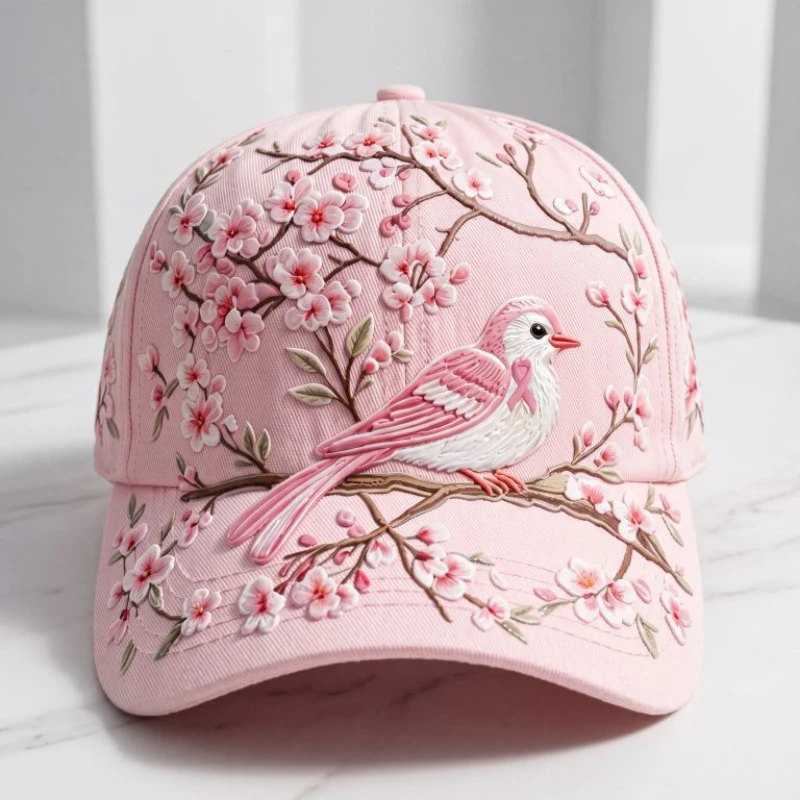 Women Floral Embroidery Baseball Cap 3D Butterfly Bird Flower Pattern Trucker Hat Adjustable Outdoor Sun Visor Casual Hat