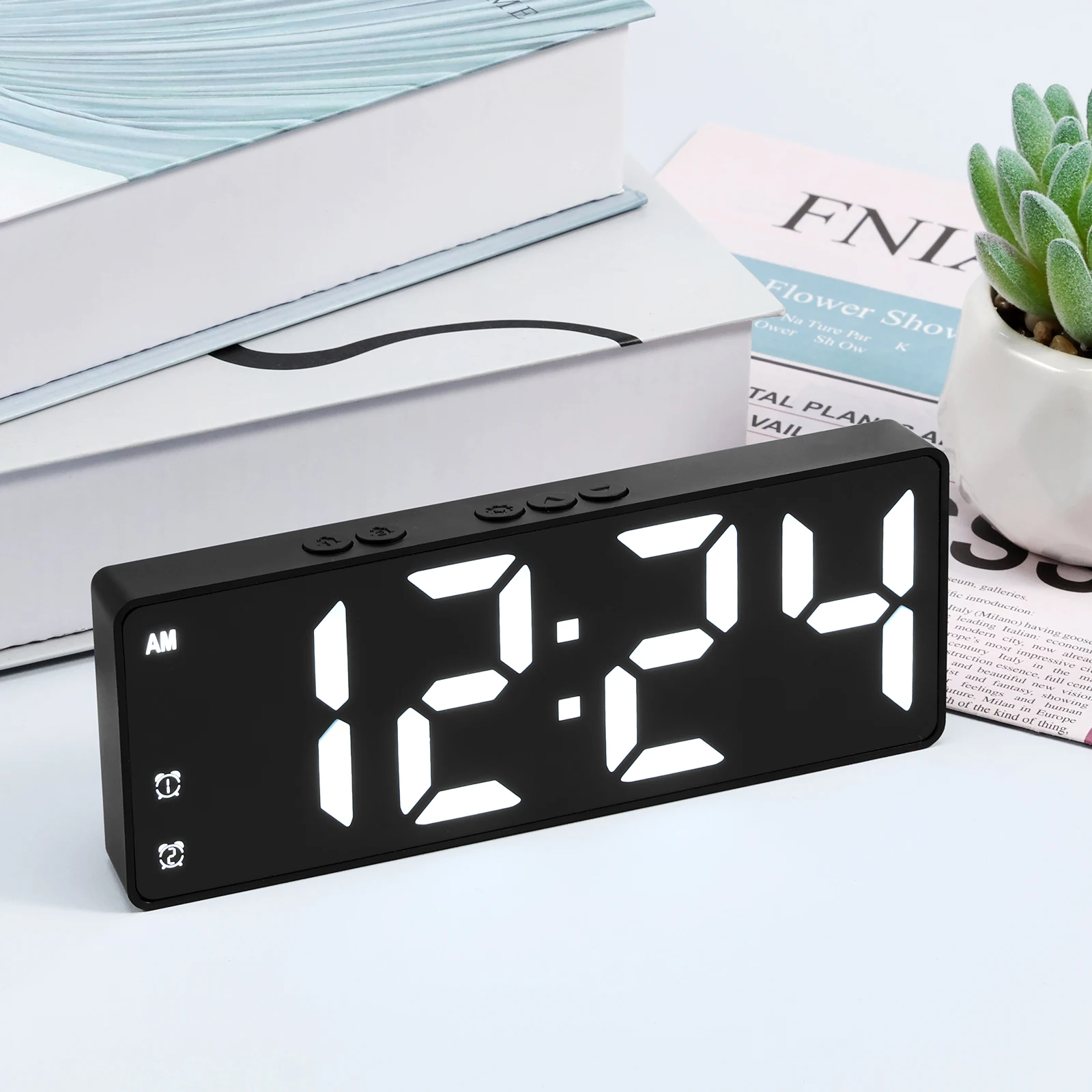 

Digital Alarm Clock LED Alarm Clock USB/Battery Operated Desk Clock with Dual Alarms 12/24H Display 3 Adjustable Brightness