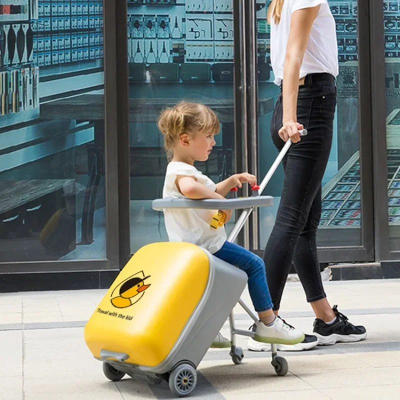 Kinderkoffer Jungen Mädchen Lazy Rollgepäck Multifunktionale Reise Handgepäck Baby Cartoon Trolley Gepäckkoffer Tasche Geschenk