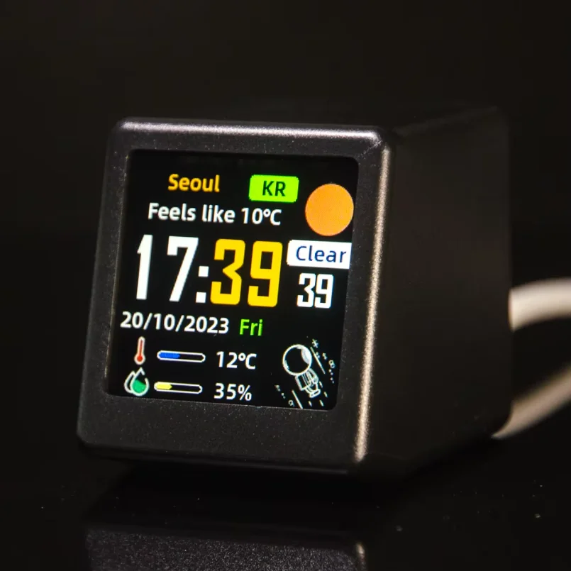 Super Cool Mini WiFi Desktop Weather Digital Clock Station with IPS LCD Screen Gadget