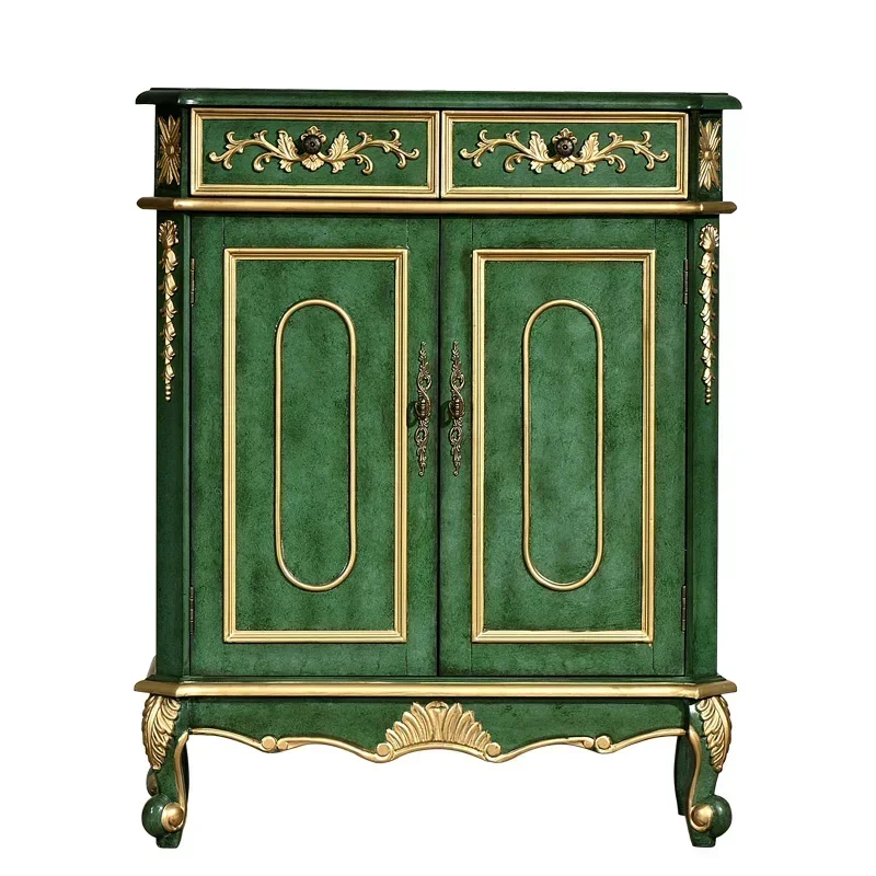 

American Light Luxury Shoe Cabinet Solid Wood Living Room Locker Foyer Entrance Cabinet High Cabinet