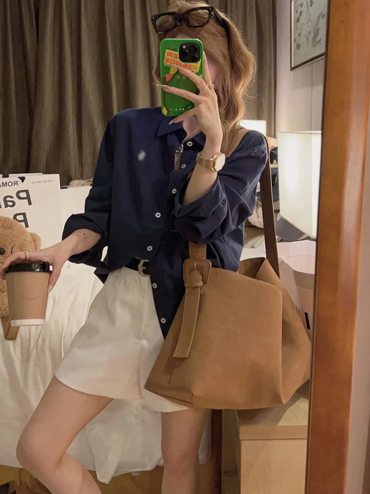 

Ele Embroidered Loose Fit Linen irt Korean Sle Sun Protection Design Collared Open Cardigan Spring Summer New Arrival