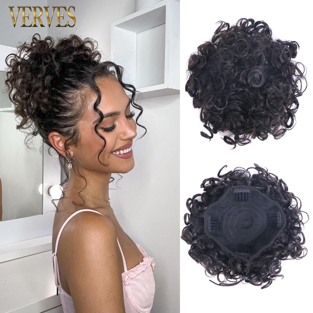 

Synthetic Brown Black Drawstring Puff Ponytail Afro Curly Hair Chignon Clip In Pontail African Black Ombre Hair