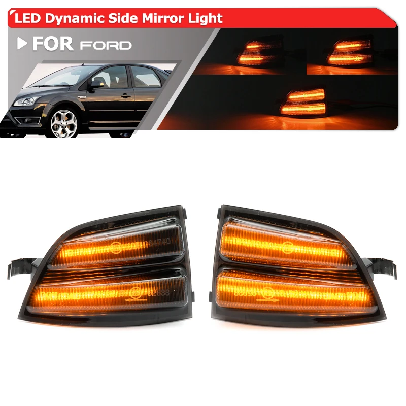 Indicador intermitente de espejo lateral Led dinámico ahumado para Ford Focus MK2 Ghia ST Pre-Facelift c-max indicador de giro único 6M5Y13B381