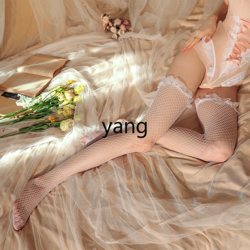 LMM stockings women's black lace edge thin concealer beautiful legs premium fishnet socks set