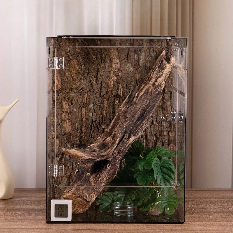 Factory Direct 2026 Top Rated Clear Crested Gecko Terrarium, R-Type Reptile Cage for Leopard Gecko & Chameleon Escape-Proof