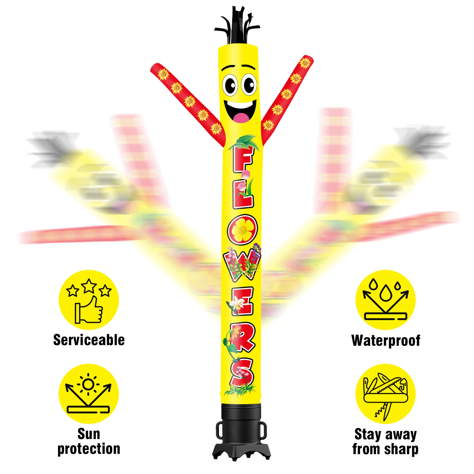 6/10/15/20FT Tall Inflatable Flower Dancing Guy for Outdoor Decoration Advertising(Blower Not Included)