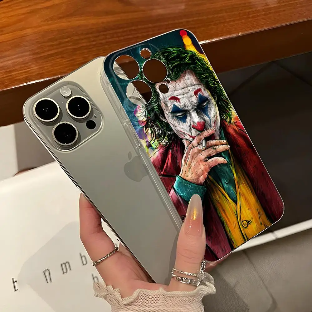 Movie JokerS Clown Phone Case for iphone 14Pro 15 11 12 14 Pro Max Mini 6 6s 7 8 Plus X XR XS SE2020 Transparent Cover