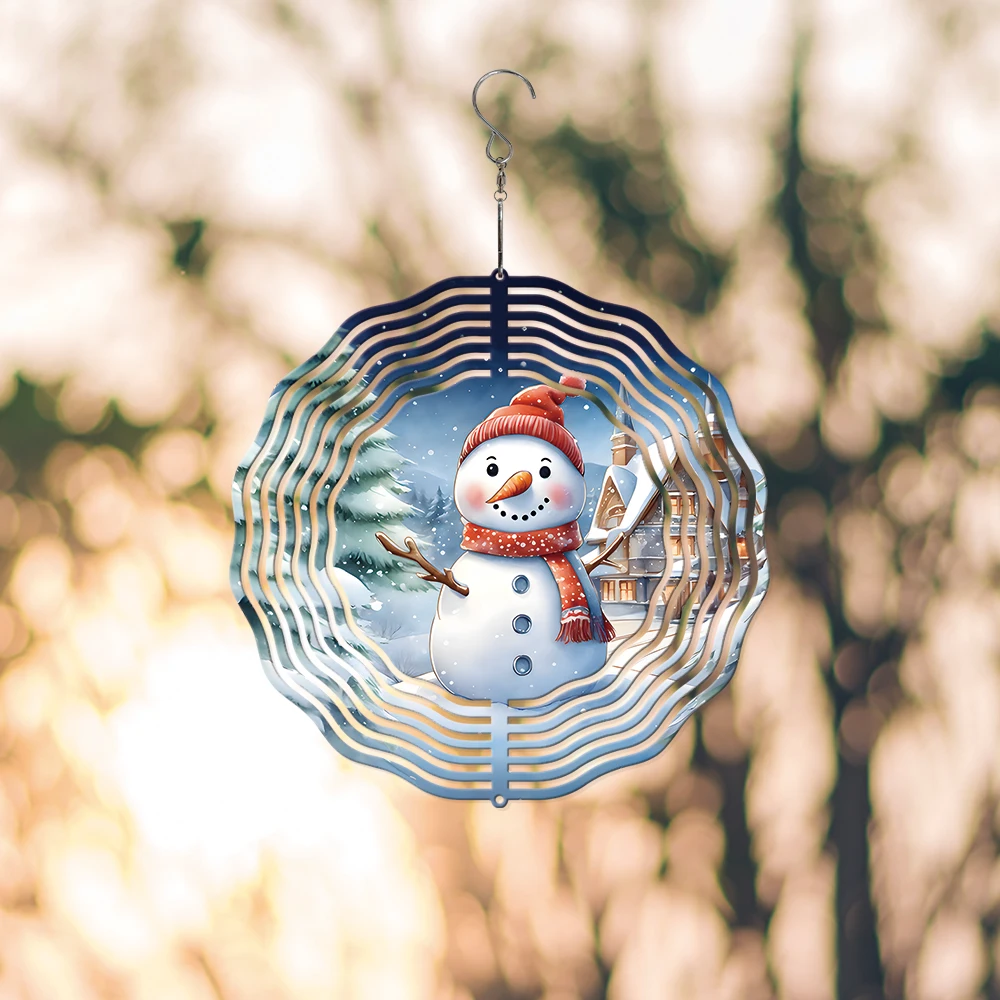 

1PC Foldable Snowman Rotating Metal Wind Chime Hanging Decor With Swivel Hook Winter For Outdoor Decorations