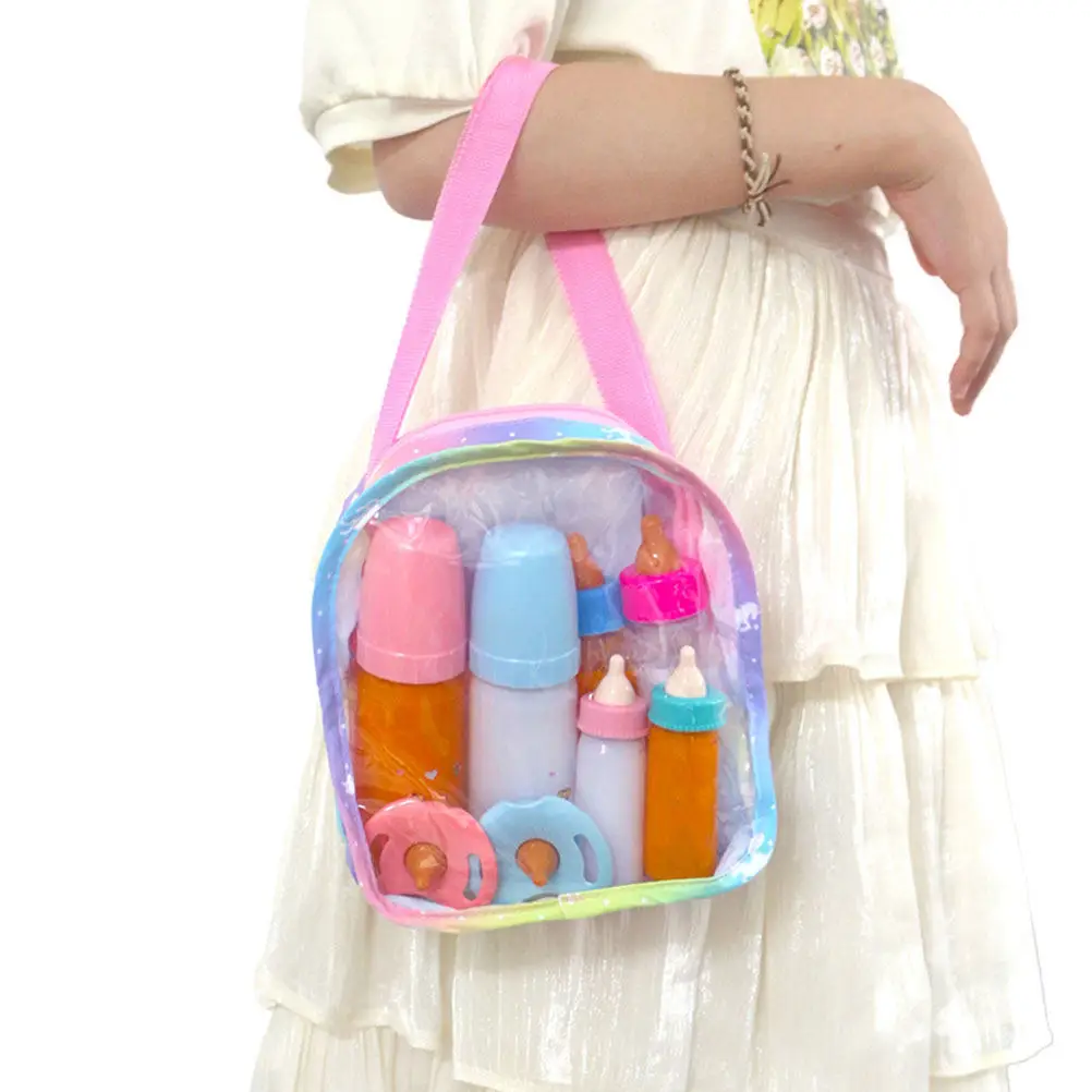 Compact Milk Bottle Storage Bag Transparent Portable Cartoon Handheld Travel Organizer for Kids Accessories Multi-Function