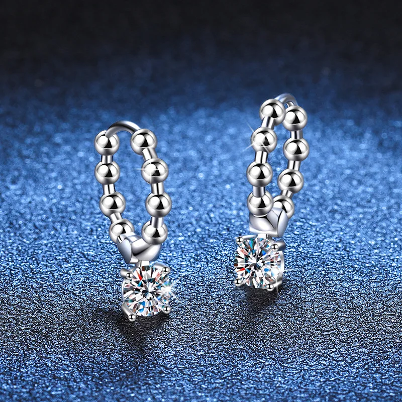 18K gold diamond stud earrings plated with PT950 platinum simple French earrings D color 50 points moissanite jewelry