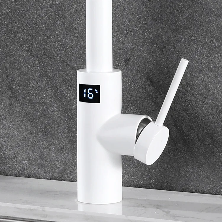 Smart Digital Touch on Kitchen Faucets with Pull Down Hot Cold Kitchen Sink Mixer Tap White Sensor Touch Digital Kitchen Faucet