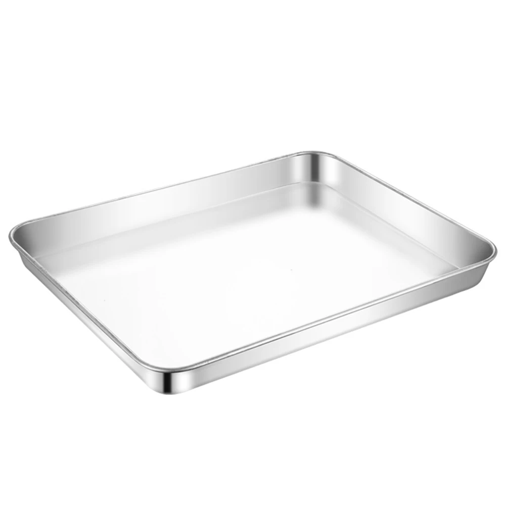 1pc Stainless Steel Square Plate Thickened Metal Plate Small Square Baking Dish For Oven Kitchen Cooking Tools