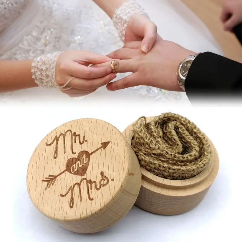 Rustic Wedding Wooden Ring Box Jewelry Trinket Storage Container Ho