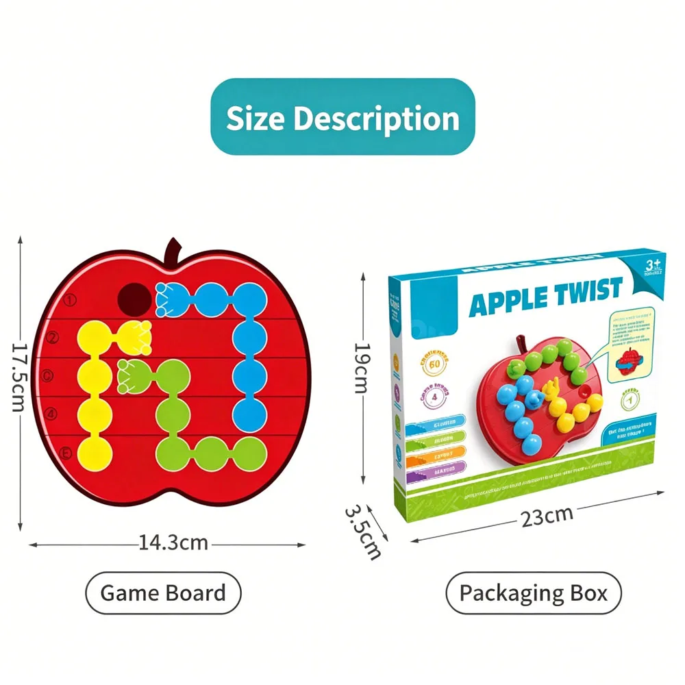 Educational Caterpillar Eating Apple Game, Logic Thinking Training Puzzle, Intellectual Problem Solving Desktop Toy