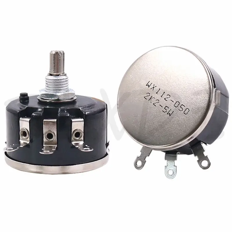 5pcs WX112 WX050 5W Single Circle Wire Wound Potentiometer 100R 220R 1K 2K2 4K7 10K 22K 33K 47K 100 220 2.2K 4.7KΩ Ohm WX112-050