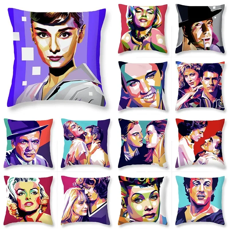 POP Style American Movie Stars Cushion Cover Famouse Hollywood Actor Actresses Portrait Pillow Case Sofa Couch Decorative Pillow