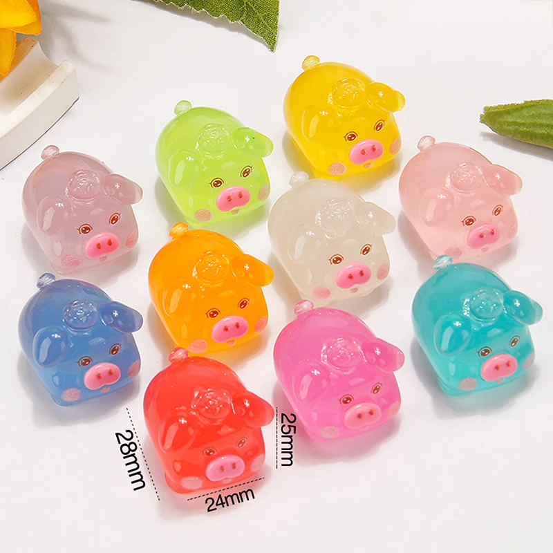 Luminous Small Pig Miniature Figurine Ornament Resin Glow In The Dark Mini Pig Moss Micro Landscape Fairy Garden Home Decoration