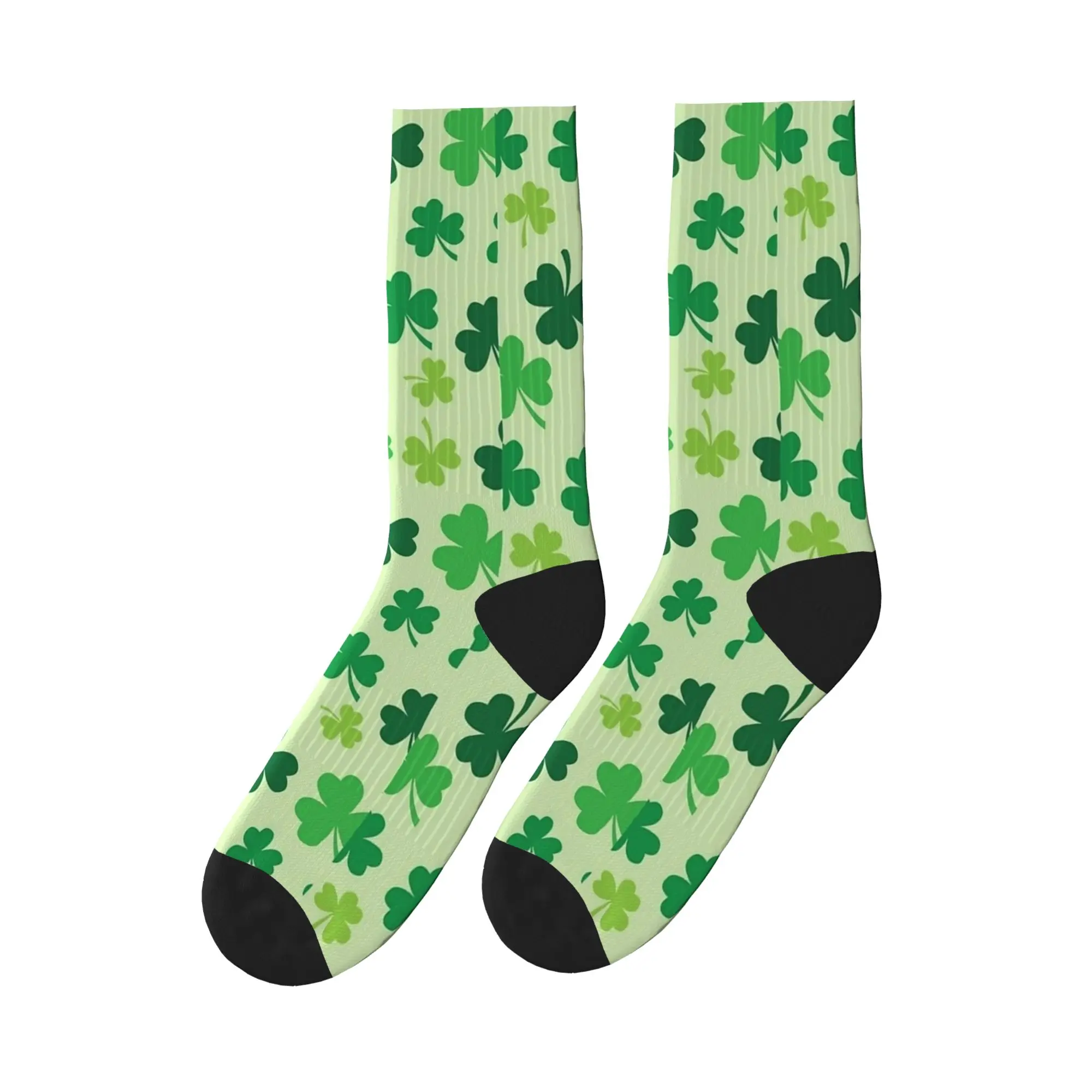 

Green Shamrock Flowers St Patricks Day Stockings Men Socks Soft Socks Spring Skateboard Anti-Slip Design Socks Birthday Gift