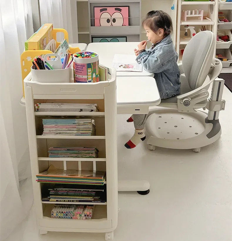 7-story Nordic Movable Bookshelf Office File Magazine Book Storage Rack Home Study Graffiti Storybook Disorderly Sorting Rack