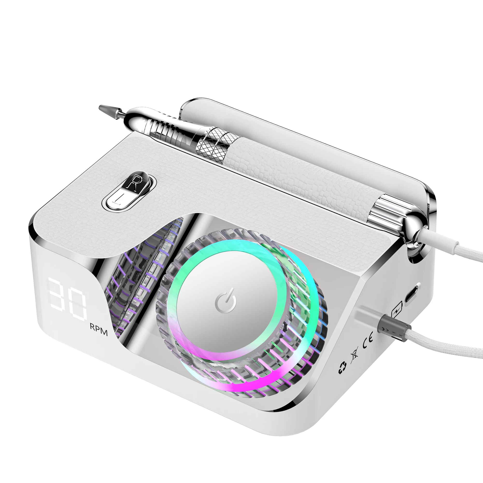 GG 40000rpm Brushless Nail Drill Professional Electricity Nail File Strong Torque Nail Machine Rechargeable Filling Manicure