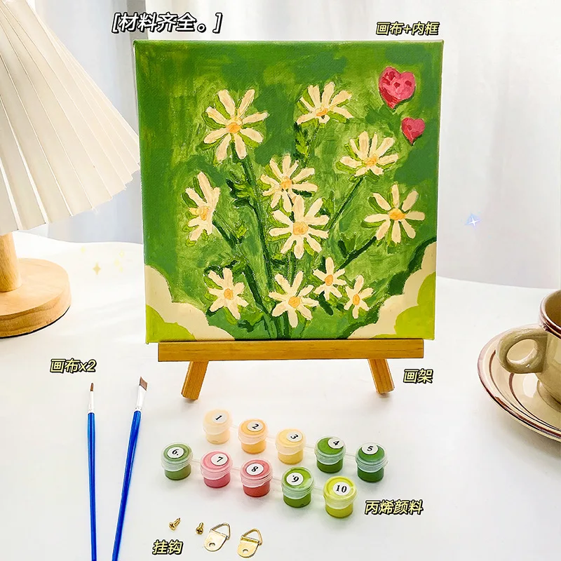 Kids DIY Digital Landscape Oil Painting Decoration Painting Handmade Toy Hand-painted Colour Filling Acrylic Paint Landscape Set