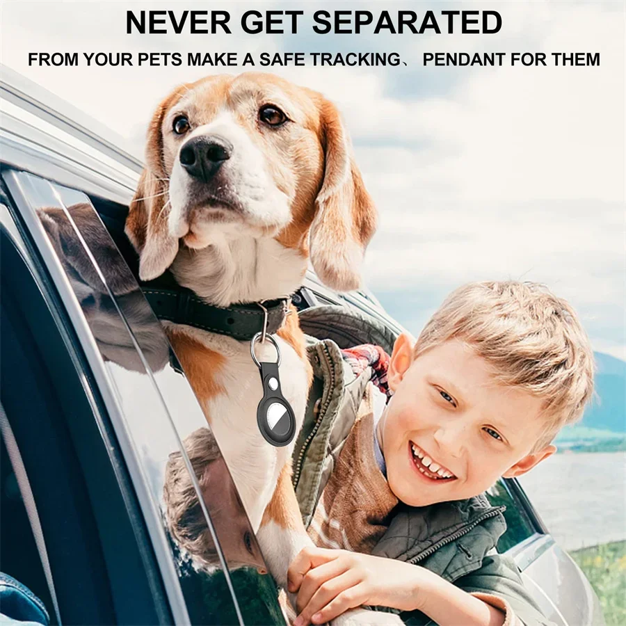 سلسلة مفاتيح جلدية لهاتف Apple Airtags غطاء حماية ممتص للصدمات شل المقتفي المضادة للخدش علامة الهواء حلقة رئيسية حامل الملحقات