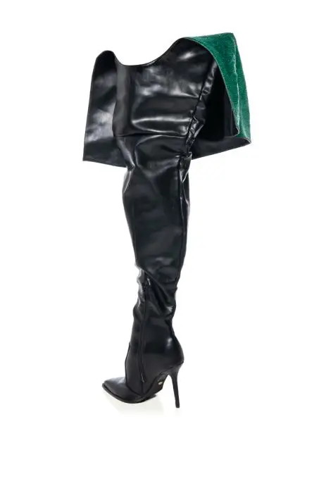 Women Pointed Toe Stiletto Over The Knee Boots Zipper Fashion Handmade Thing Long Boots Big Size Ladies Boots 44