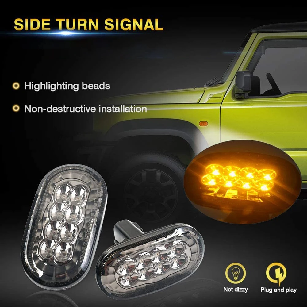 スズキジムニー用アンバーLEDサイドマーカーライト,ウインカー,スモークライト交換,jb74,jb64,2018