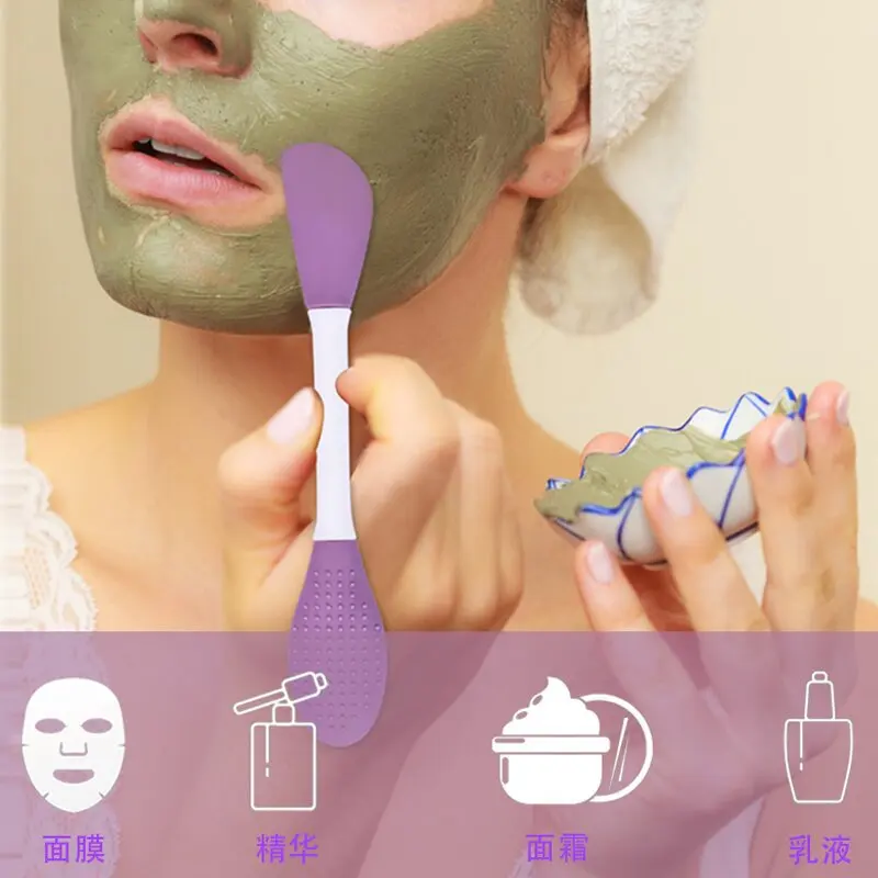 1 Stuks Dubbele Hoofd Siliconen Gezichtsmasker Borstels Gezichtsreiniging Borstels DIY Modder Film Schraper Gezichtsverzorging Massage Tool Dropshiping
