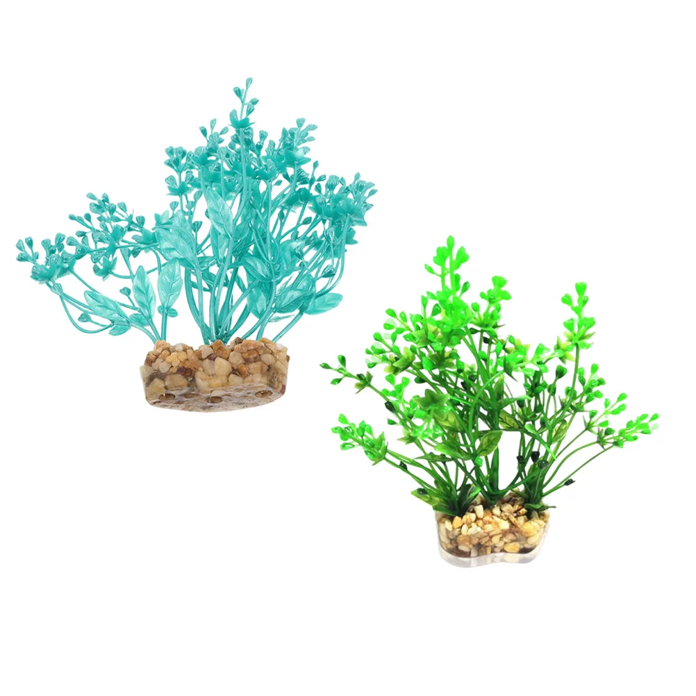 

2pcs Simulated Water Plants Plastic Aquarium Decorations Realistic Artificial Grass Fish Tank Sturdy Low Maintenance Decor For