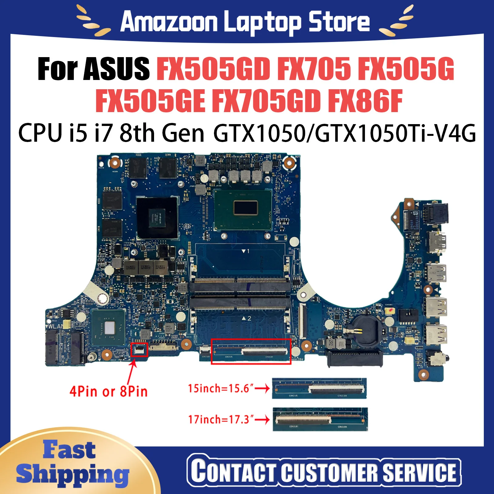 FX505GD Mainboard For ASUS FX705 FX505G FX505GE FX705GD FX86F Laptop Motherboard With i5-8300H i7-8750H CPU GTX1050/GTX1050Ti