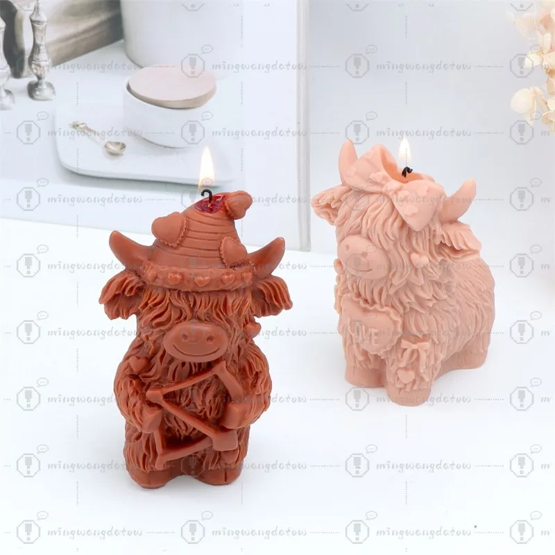 3D Yak Silicone Candle Mold, Highland Cow Aromatherapy Ornament DIY Craft Mould