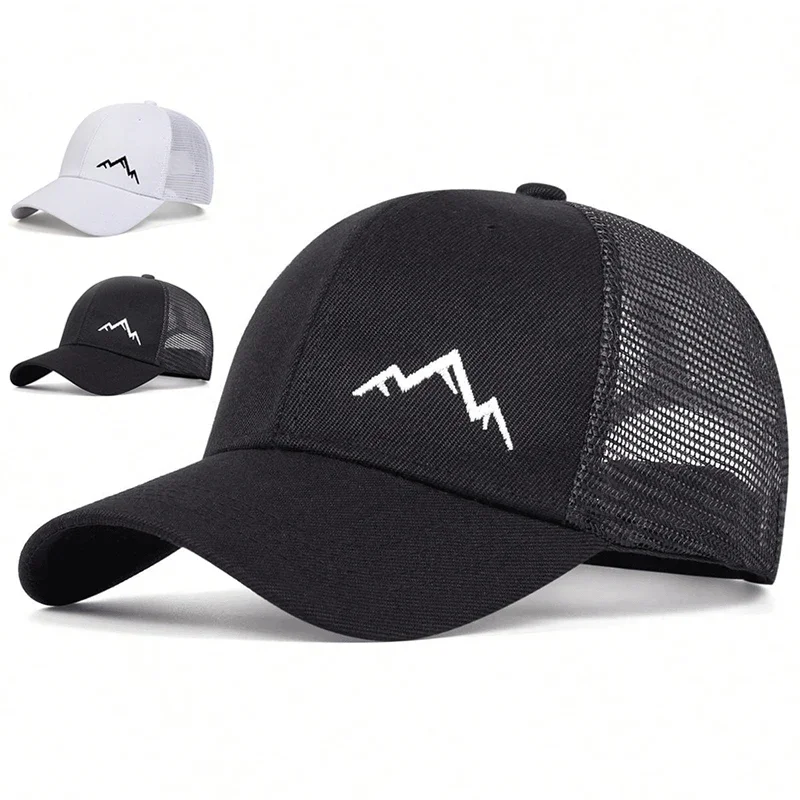 Unisex Mountain Range Embroidery Baseball Net Caps Adjustable Casual Hats Spring and Summer Outdoor Sunscreen Hat