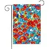 Abstract Colorful Flowers Poppies in Green Grass Spring Summer Seasonal Garden Yard Flag 12