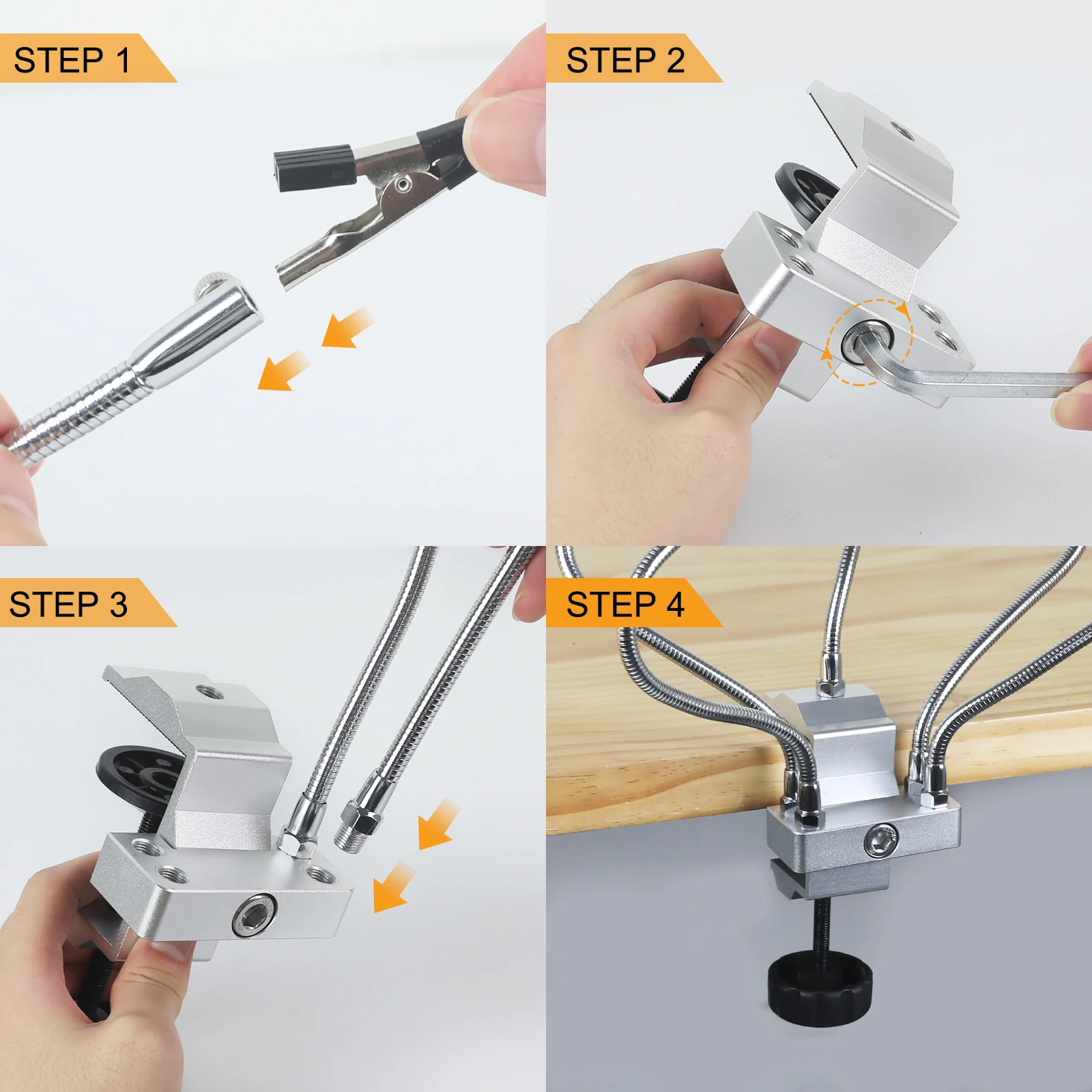 Helping Hands Soldering Tool with 5 Metal Flexible Arms Table Clip PCB Holder Welding Third Hand for Soldering Assembly Repair image 3