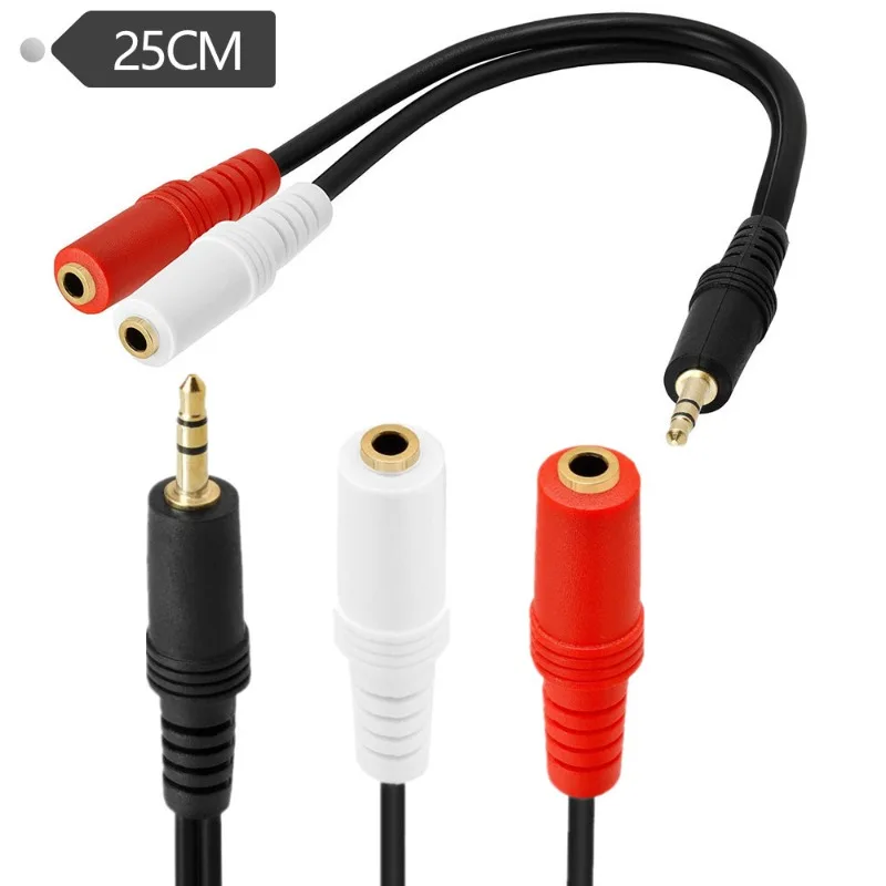 Gold-plated 3.5mm Audio Stereo Y Splitter Extension Cable 3.5mm Male To 2 Ports 3.5mm Female Earphones