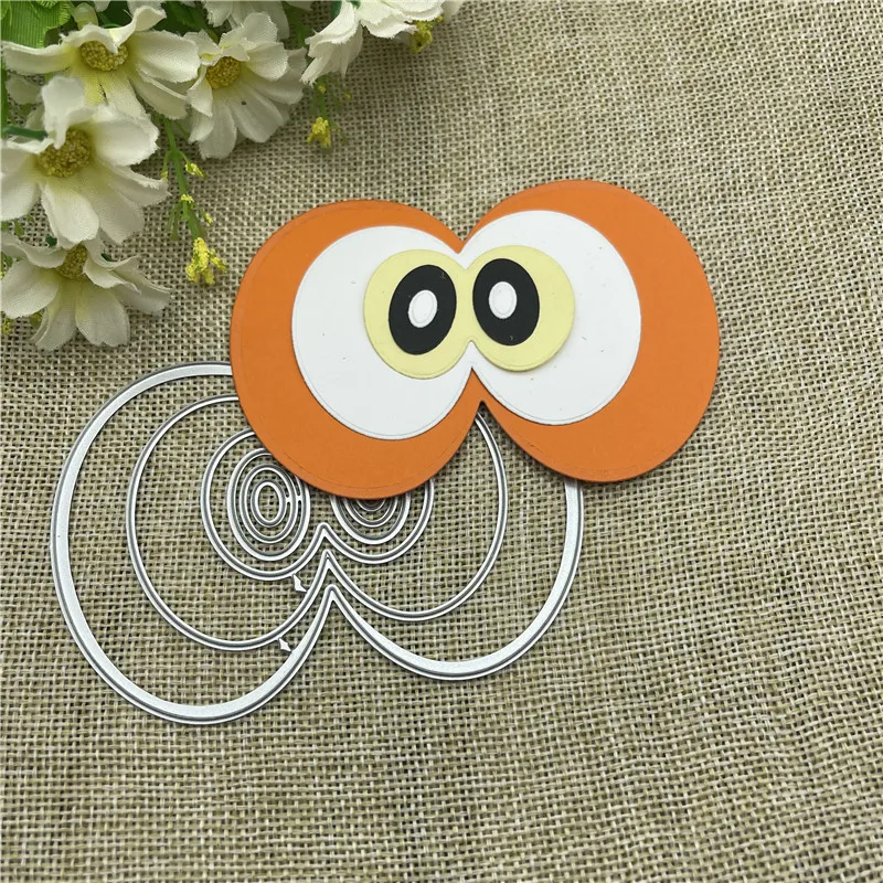 3 pairs of eyes Oval Metal cutting dies  mold Round hole label tag Scrapbook paper craft knife mould blade punch stencils dies