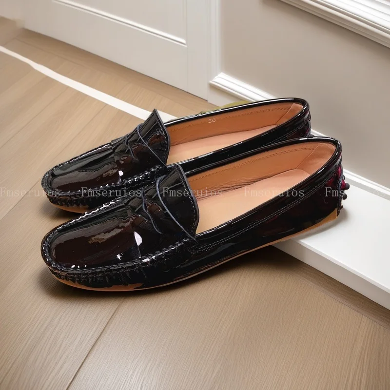 النساء المتسكعون أحذية مسطحة جولة تو جودة عالية جلد طبيعي أحذية خفيفة أنيقة الراحة مكتب موجزة أحذية أنيقة