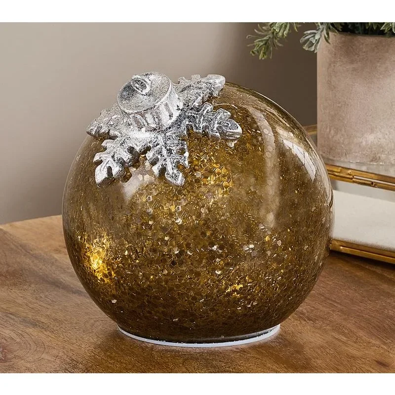 

6" Illuminated Glittered Glass Ornament by Valerie