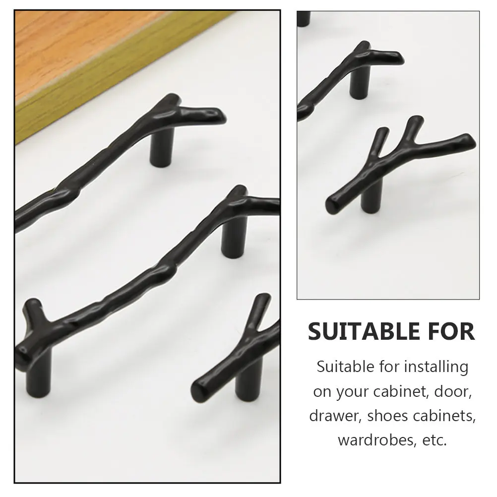 4Pcs Branch Shaped Drawer Knobs Rustproof Smooth Finish Style Cabinet Handles for Wardrobe Dresser Shoe Cabinet Home
