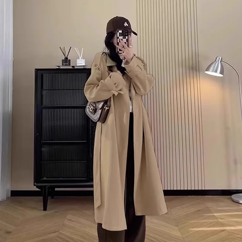 

Тренч на пуговицах для топа Женская одежда Белые модные тонкие ветрозащитные отложные бежевые маленькие синие облегающие пальто