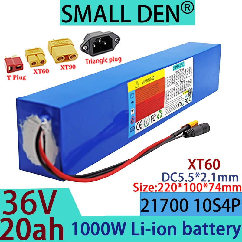 36V 20Ah new 21700 10S4P lithium battery pack 1000W, suitable for various transportation vehicles with large solar capacity