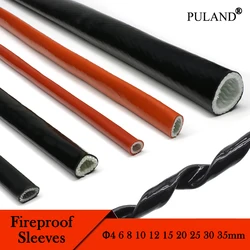 1~10m Fireproof Sleeve Fiberglass Tube Silicone Resin Coated Braided Fire Retardant  High Temperature Resistant Casing Pipe