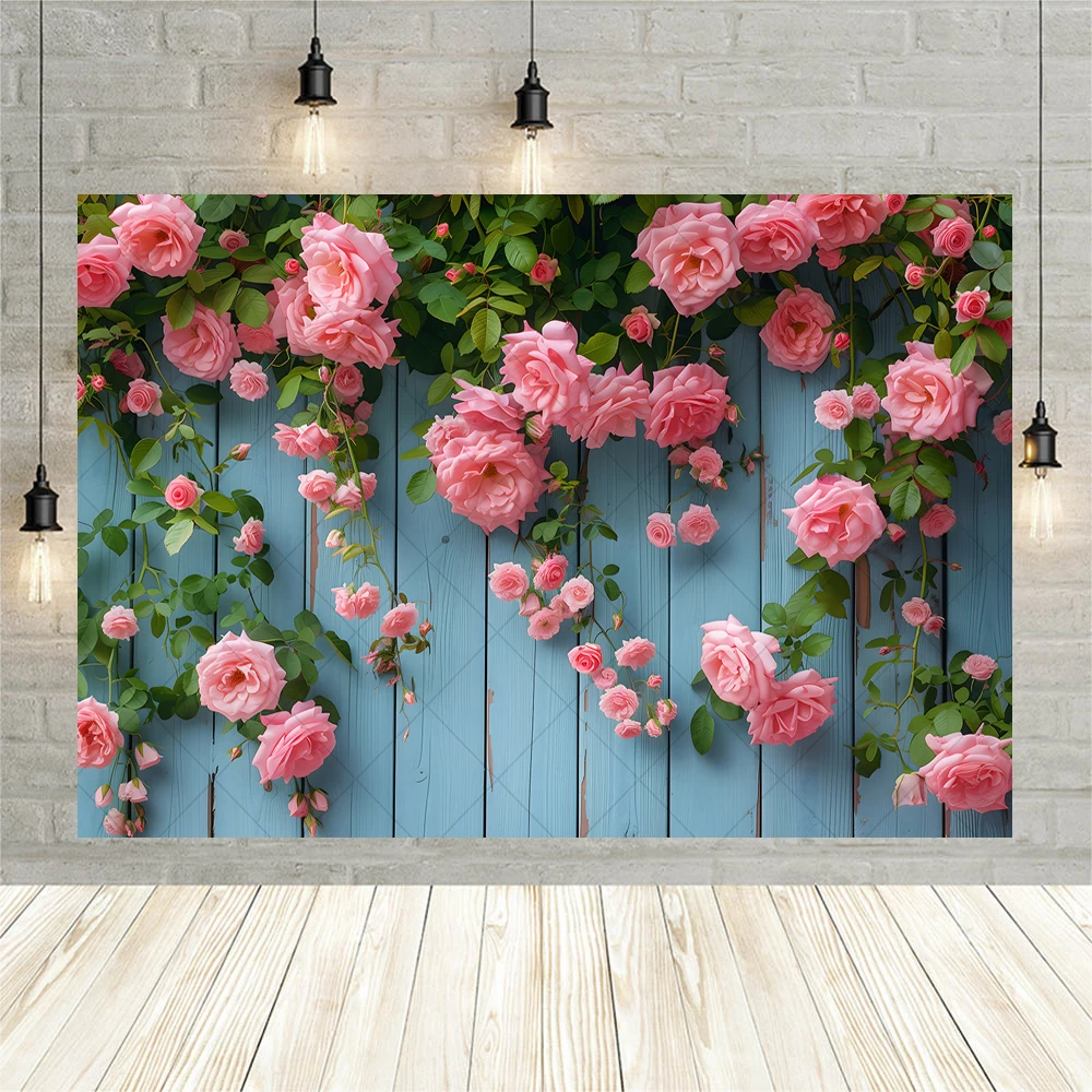 Pink Rose Garden Flower Wall Arch Adult Wedding Party Kid Room Banner Backdrop Custom  Photo Poster Decor Studio Wall Background