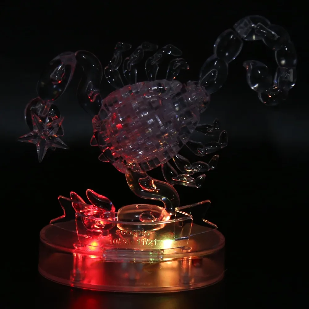 Creative Scorpio Shape DIY Assembly Puzzle Light-Up Self Assembly Jigsaw Puzzle DIY Crystal Puzzle Decoration Desktop Decor