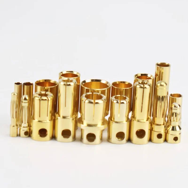 Conector Banana de Cobre Puro para Aeronaves 2.0 3.0 3.5 4.0 5.0 5.5 6.0 6.5 8.0mm para Ajuste Elétrico de Motores