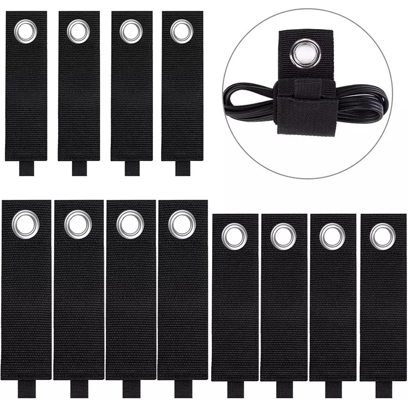 Black Nylon Heavy-Duty Storage Straps Storage And Organization Eyelet Velcro Straps Hangable Heavy-Duty Storage Straps