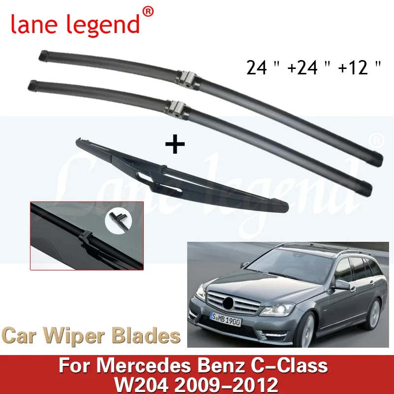 

Car Wiper Front & Rear Wiper Blades Set For Mercedes Benz C Class W204 2009 - 2012 Windshield Windscreen Window 24"+24"+12"