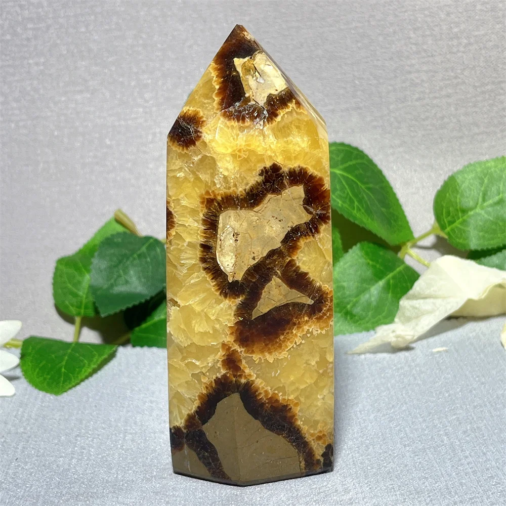 

Stone Septarium Tower Crystal Natural Quartz Reiki Carving Healing Specimen Mineral Specimen Home Stone Decoration Gift Energy